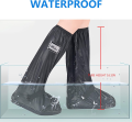Waterproof Rain Shoe Covers for Men Reusable Foldable Boots Cover with Reflector, Non-Slip High-Top Rain Overboots Shoe Protector for Cycling, Hiking, Gardening, Fishing, Farming, Travel. 