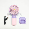 Cute Korean Design Mini Portable Fan with Lithium Rechargeable Battery. 