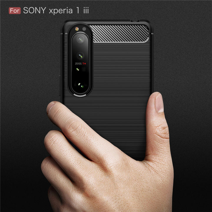 Lenuo%20for%20Sony%20Xperia%201%20III%20Case%20-%20Carbon%20Fiber%20Silicone%20Brushed%20Cell%20Phone%20TPU%20Back%20Cover%20-%20Image%204