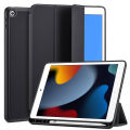 Smart Case for iPad 7/8/9 Generation 10.2 inch (2019/2020/2021) Pencil Holder, PU Lather Soft TPU Back Case Cover - Black. 