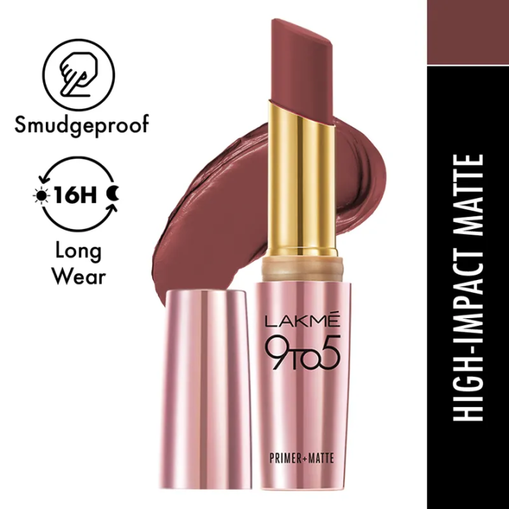 Lakme 9 To 5 Primer+Matte MM3 Sangria Weekend Lipsticks - (3.6gm)| Buy One Get One Free