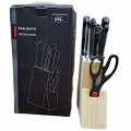 Stainless Steel Kitchen Knife Set With Wood Stand 7pcs set By SOS.. 