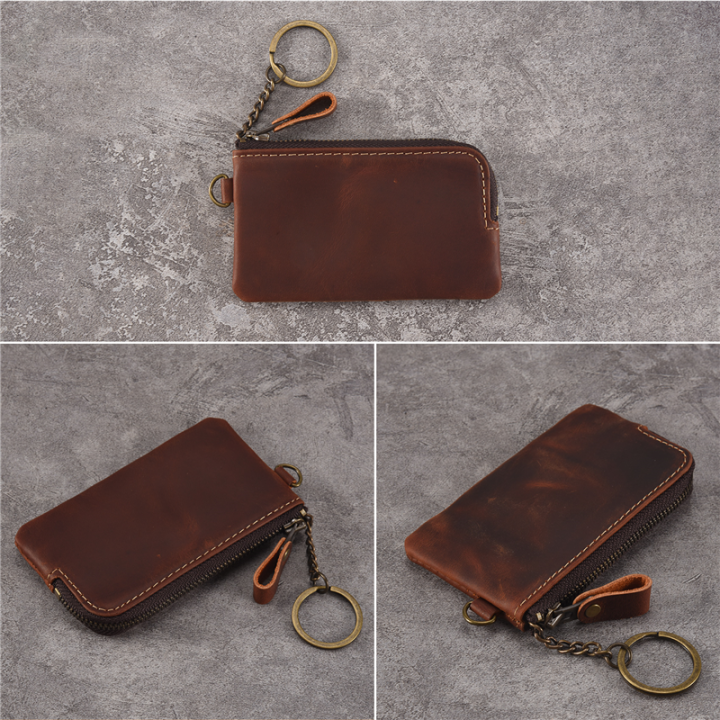 Genuine%20Leather%20Men%20Key%20Wallet,Zipper%20Housekeeper%20Pouch%20Holder,Keychain%20Crazy%20Horse%20Coin%20Purse%20-%20Image%202