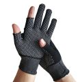 Men/ Unisex Sports Stretch Two Half Fingers Sun Protection Anti-Slip Fishing Gloves Driving Biking Mittens. 