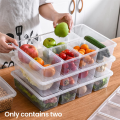 2 Pack Divided Vegetable Trays with Lids, Compartment Refrigerator Snack Boxes, Transparent Refrigerator Storage Boxes. 