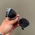 Elegant Men's Classic  Silver Frame Sunglasses with Black Lens - Hi-Quality Fashion Eyewear. 