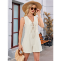 Women's Summer Casual Rompers Beige XL. 