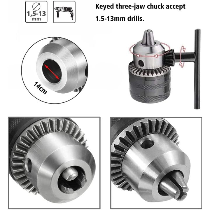Kqueebee%201.5-13mm%20Drill%20Chuck%201/2-20%20UNF%20with%20SDS%20Plus%20Adapter%20and%20Collet%20Key%20Drill%20Chuck%20for%20Drilling%20Electric%20Drill%20Conversion%20-%20Image%204