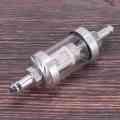 NAMUNY 2X Universal Chrome Glass Fuel Petrol crude oil engine Inline Filter 5/16 inch 8mm Silver for Motorcycles. 