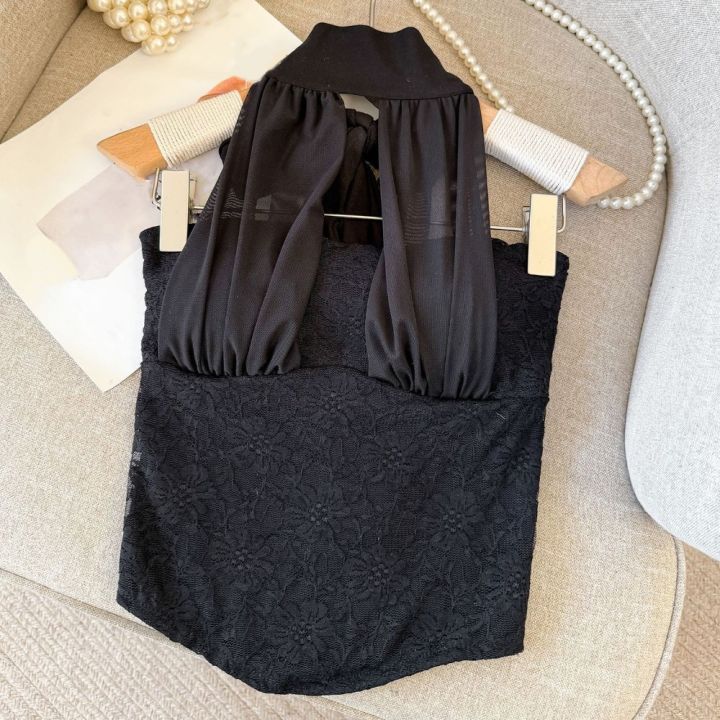 Simple%20Sleeveless%20Lace-up%20Camisole%20Pleated%20Solid%20Color%20Lace%20Vest%20Tops%20Beach%20Wear%20Halter%20Women's%20Crop%20Top%20Party%20-%20Image%209