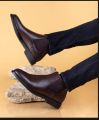 New Brown Leather Classic Ankle Boots For Men. 