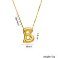 Cross-border titanium steel 18k real gold glossy balloon bubble chubby cute Q version 26 English letter pendant necklace. 