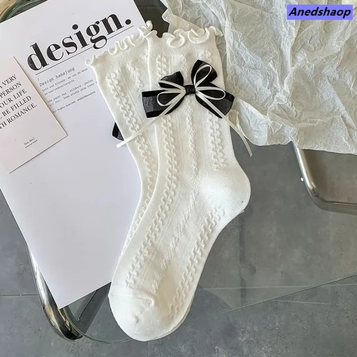 NEW%20Anedshaop%20New%20style%20Lolita%20Lace%20White%20Socks%20Women%20JK%20Bow%20Frilly%20Socks%20Female%20Sweet%20Long%20Cotton%20Socks%20Girls%20Ankle%20Dress%20Calcetine%20Medias%20-%20Image%208