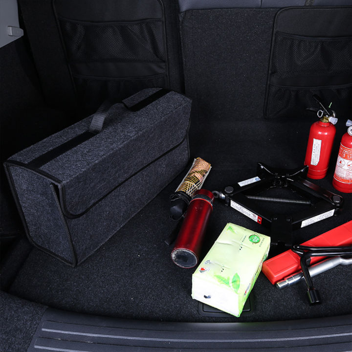 Fifty percent discount Felt Big Anti Slip Compartment Boot Storage Organizer Tool Car Storage Bag Car Trunk Organizer Soft Felt Storage Box Accessories