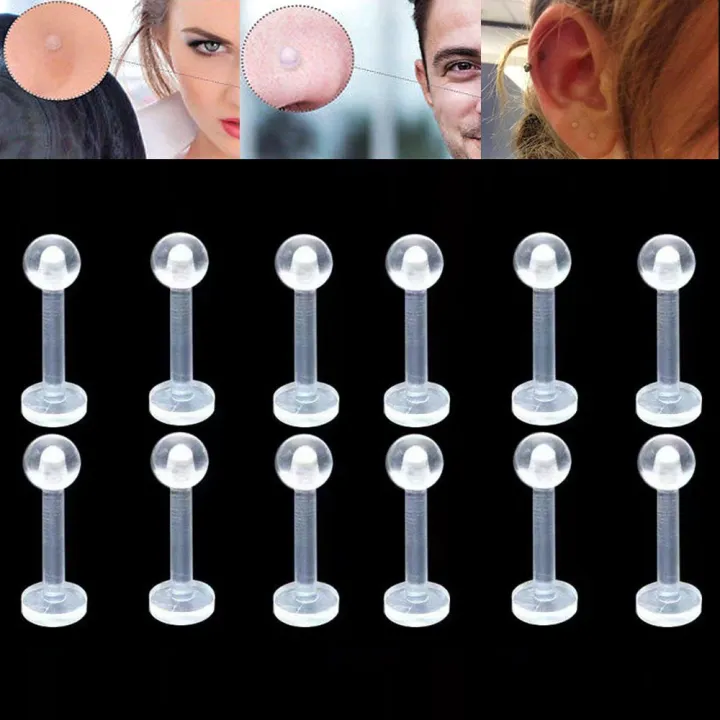 New Piercing Jewelry Clear Transparent Nose Piercing Lip Ear Cartilage ...