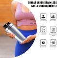Gym Shaker Stainless Steel Bottle With Wire Whisk – 25 oz / 739 ml. 
