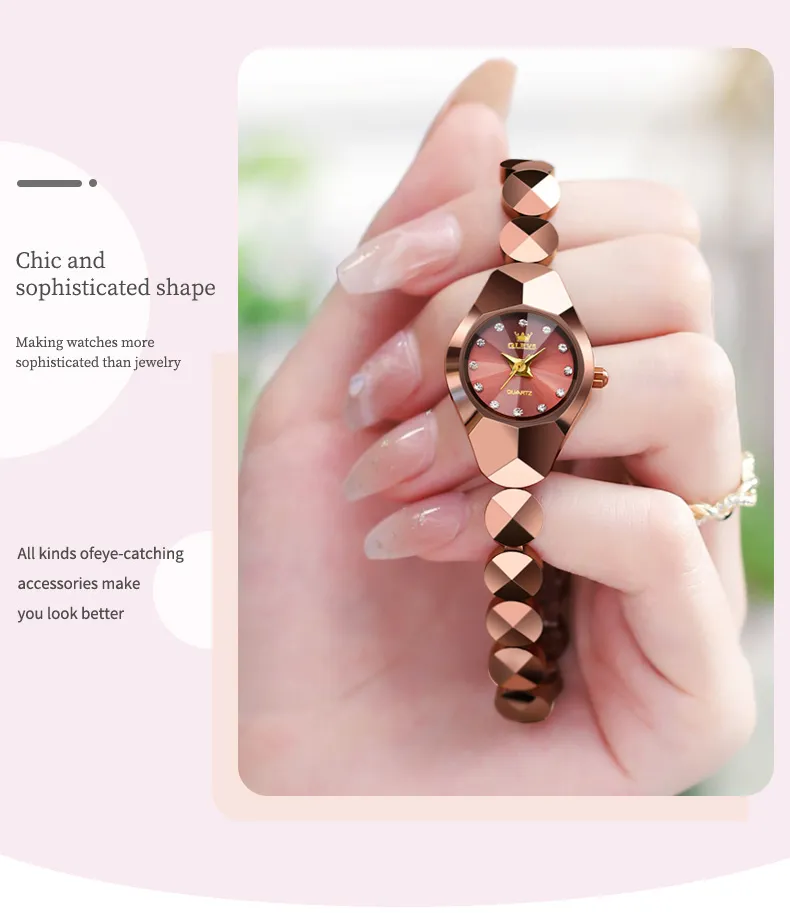 OLEVSQuartz Watch for Women Luxury Rhombus Mirror Diamond Tungsten Steel S0f01f2449b7e48c085480723663a8  main image 3