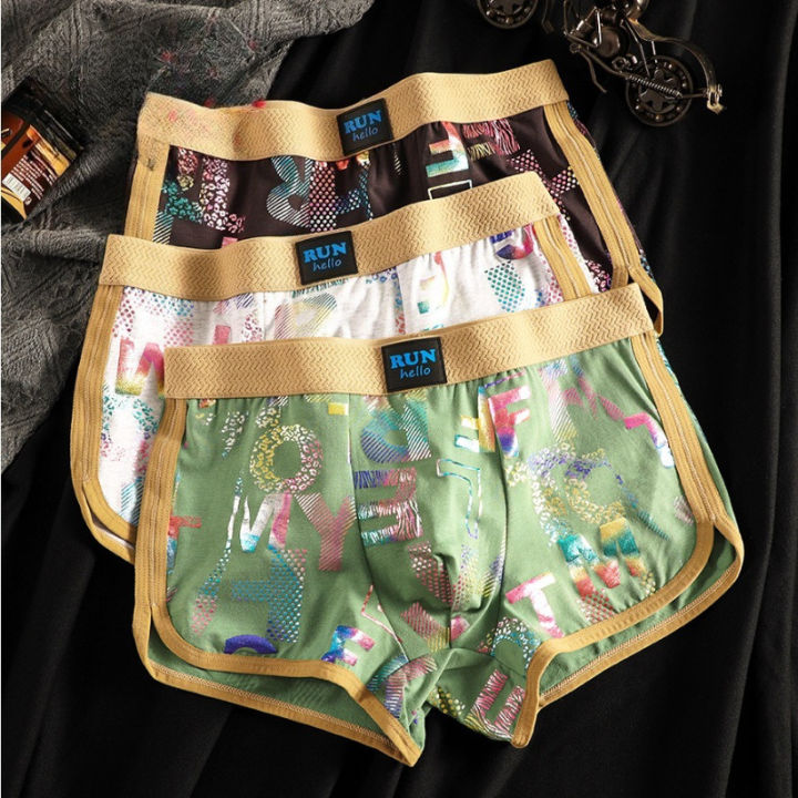 New Cotton Men's Underwear Printing Wholesale Mid-waist Large Size Breathable Boys Boxers D6598