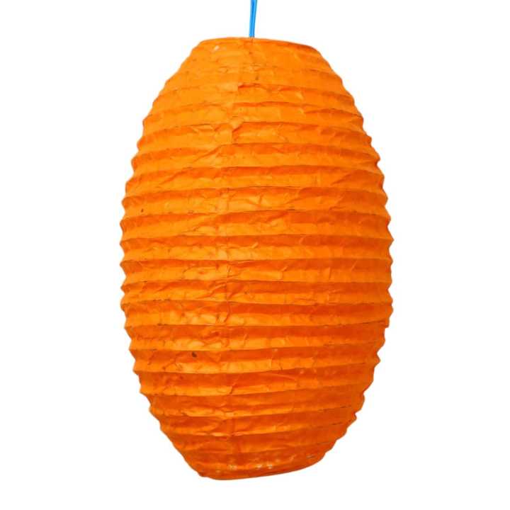 orange self flower design Lokta Paper Handmade Hanging Lamp size 9*16 inch
