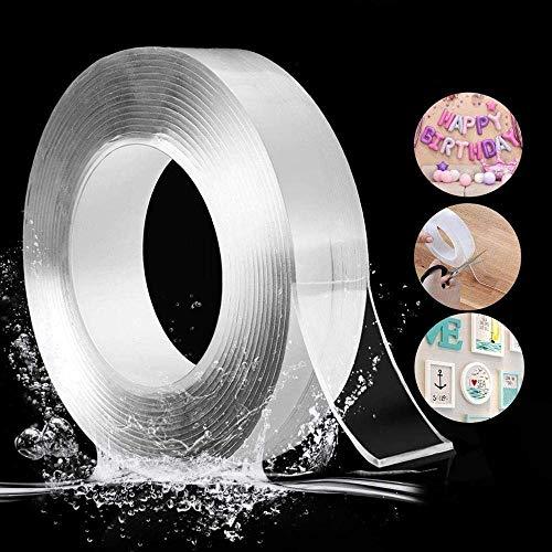 3 Mtr Nano Double Sided Silicon Tape Heavy Duty Multipurpose Removable Traceless Mounting Adhesive Tape For Walls Washable Reusable Strong Sticky Strips Double Side Tape Grip Tape