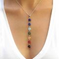 Pendant necklace bracelet rainbow healing set jewelry women's yoga chakra 7 aura chip earrings natural gemstone mara beads. 