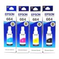 Epson 664 Genuine Ink Set | Set of 4 Colors : CMYK | For L100 / L200 / L300 / L400 / L500 / L600 Series, L1300, L1455 Printers | 100% Genuine. 