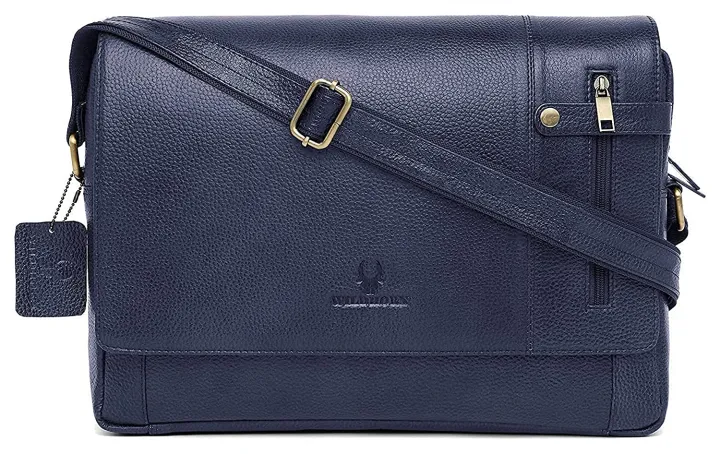 WILDHORN%20Nepal%C2%AE%20Leather%2015%20inch%20Laptop%20Messenger%20Bag%20for%20Men%20with%20Padded%20Laptop%20Compartment%20(MB%20570%20Blue)%20-%20Image%203