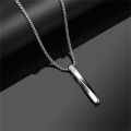 Rectangle Pendant Necklace Men Stainless Steel Chain Necklace Jewelry Gift MNP. 