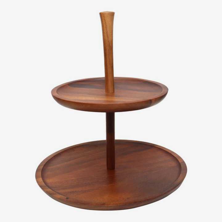 Wooden Two Tier Dessert Stand
