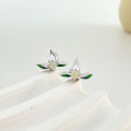 【Top Picks】New Chinese Natural Hetian Jade Lotus Ear Stud Women's Advanced Earrings Simple Elegant Glue Dropping Earrings. 
