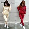 Linguolin Casual Tracksuit Women's Clothing Two-piece Tracksuit Plus Size Sets Warm suit for women Workout Set Top Pants. 