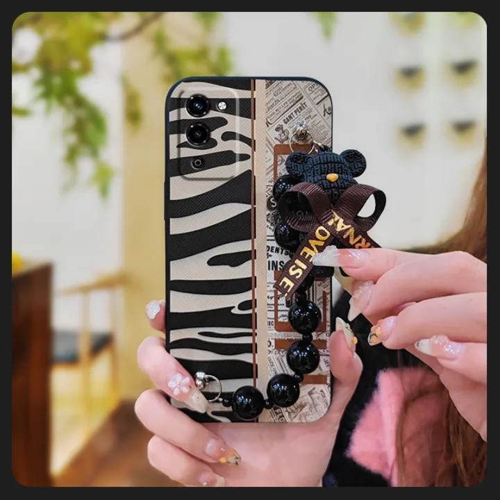 phone%20case%20Black%20pearl%20pendant%20Phone%20Case%20For%20OPPO%20A56%205G%20Waterproof%20Dirt-resistant%20Bear%20bracelet%20soft%20case%20Simplicity%20-%20Image%204