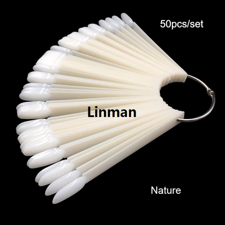 50PCS%20False%20Nails%20Tip%20Gel%20Nail%20Polish%20Color%20Chart%20Display%20Nature%20Clear%20Black%20Fan%20Shape%20Nails%20Art%20Tool%20For%20Practice%20Manicure%20-%20Image%206