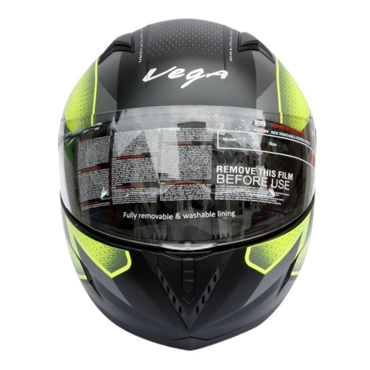 Vega  Cara Attitude Full Face Helmet - Dull Black/Neon