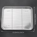 OUMERY 10 Inch Toaster Oven Tray and Rack Set, Small Stainless Steel Baking Pan with Cooling Rack,Dishwasher Safe Baking Sheet. 