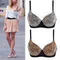 Fifty percent discount ladies lingerie bra punk bra bra studs metallic silver studded tops lingerie bra push-up bra gothic brasierMujer. 