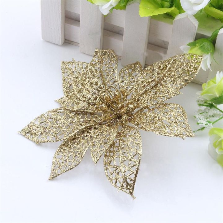 10pcs%206"%20Fashion%20Wedding%20Birthday%20Glitter%20Hollow%20Christmas%20Flowers%20Xmas%20Tree%20Decorations%20-%20Image%208