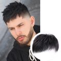 Party Fashion High quality Clip-On Balding Hair-Loss Hair Extensions For Young Men Nightclub Bar Wig Black Short Wig Synthetic Hairpiece Male Natural Toupee Straight Bangs. 