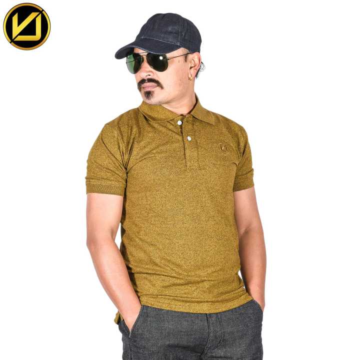VIRJEANS (VJC743) Polo Neck T-shirt For Men - Golden color