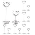 30 Pcs Card Holder Heart Shape Table Picture Stand Wire Tabletop Photo Holder Menu Clips for Wedding Party Number,Silver. 