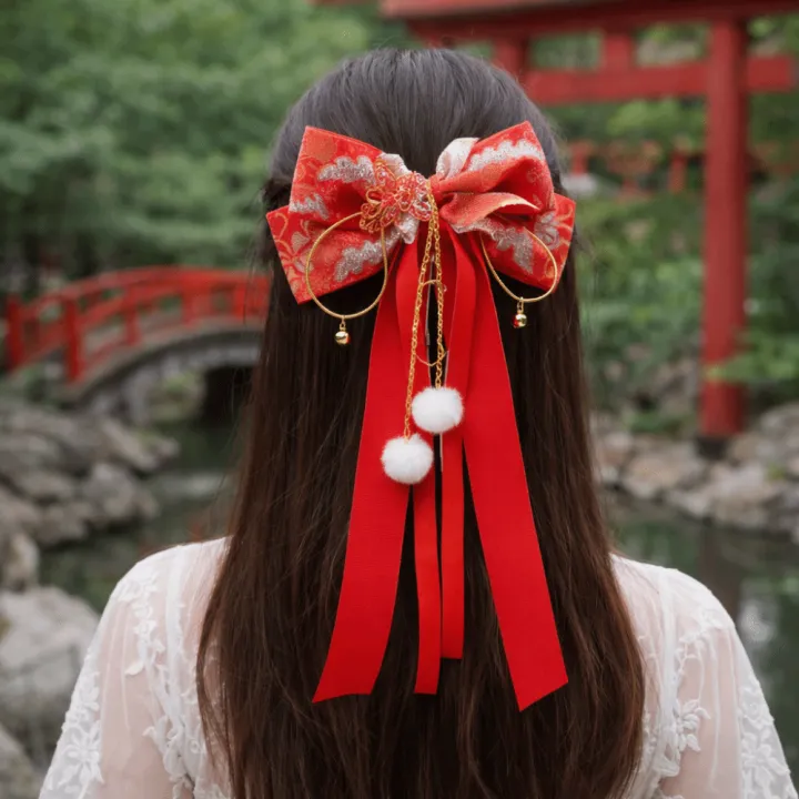 Sweet%20Red%20Bow%20Ribbon%20Hair%20Clip%20Tassel%20Ribbon%20New%20Year%20Hairpin%20Plush%20Pompom%20Hanfu%20Hair%20Ornamen%20Children's%20Headwear%20-%20Image%208