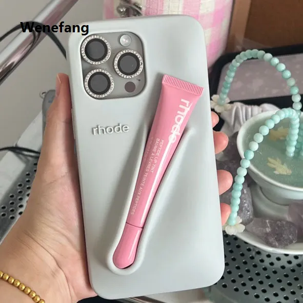 Wenefang%20Rhode%20DIY%20Lipstick%20Lip%20Silicone%20Case%20For%20iPhone%2015%2014%20Plus%2013%2012%20Bargain%20price%20Mini%2011%20Pro%20Max%20Portable%20Lip%20Gloss%20Holder%20Lipstick%20No%20Come%20With%20-%20Image%203