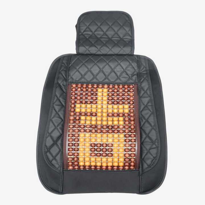 Black Color Car Seat Cushion With Beads 2 Pcs | Back Relief Wooden Beads Car Seat Cushion - 2 Pieces | Wooden Bead Car Seat Cushion