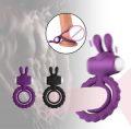 Rabbit Ears Dual Penis Ring Vibrators Vibrating Testis Ring Delay Ejaculation Cook Ring Erotic Sex Toys For Couples. 