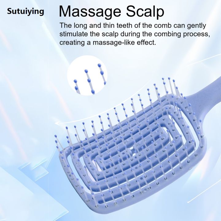 Sutuiying%201PC%20Breathable%20Hair%20Brush%20-%20Wide%20Tooth%20Detangling%20Design%20Luxury%20with%20Air%20Cushion%20for%20Women/Men%20Daily%20Use%20Travel%20-%20Image%202