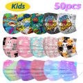 50pcs Mascarillas Niños 3 Ply Heart Printed Disposable Child Face Mask Girls Breathable Masque Chirurgical Enfant Kids Mask. 