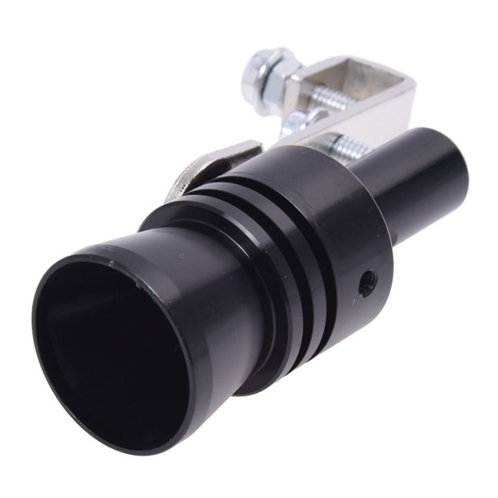 Aluminum Turbo Sound Whistle Exhaust Pipe Tailpipe BOV Blow-off Valve Simulator Black (Size XL)