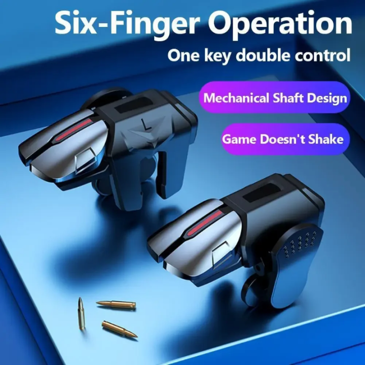 G21 Mobile Phone Game Trigger Gamepad Joystick 6-Finger Aim Shooting L1 R1 Key Button Game Fingertips For PUBG Game Controller