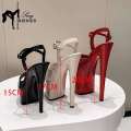 20CM 17 15cm Super High Heeled Nightclub Thin Heels Womens Platform Sandals Ankle Buckle Pole Dancing Shoes Plus Size. 