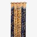 Blue/Golden Color Floral Print Design Curtains Per Pcs 5/7Ft. 
